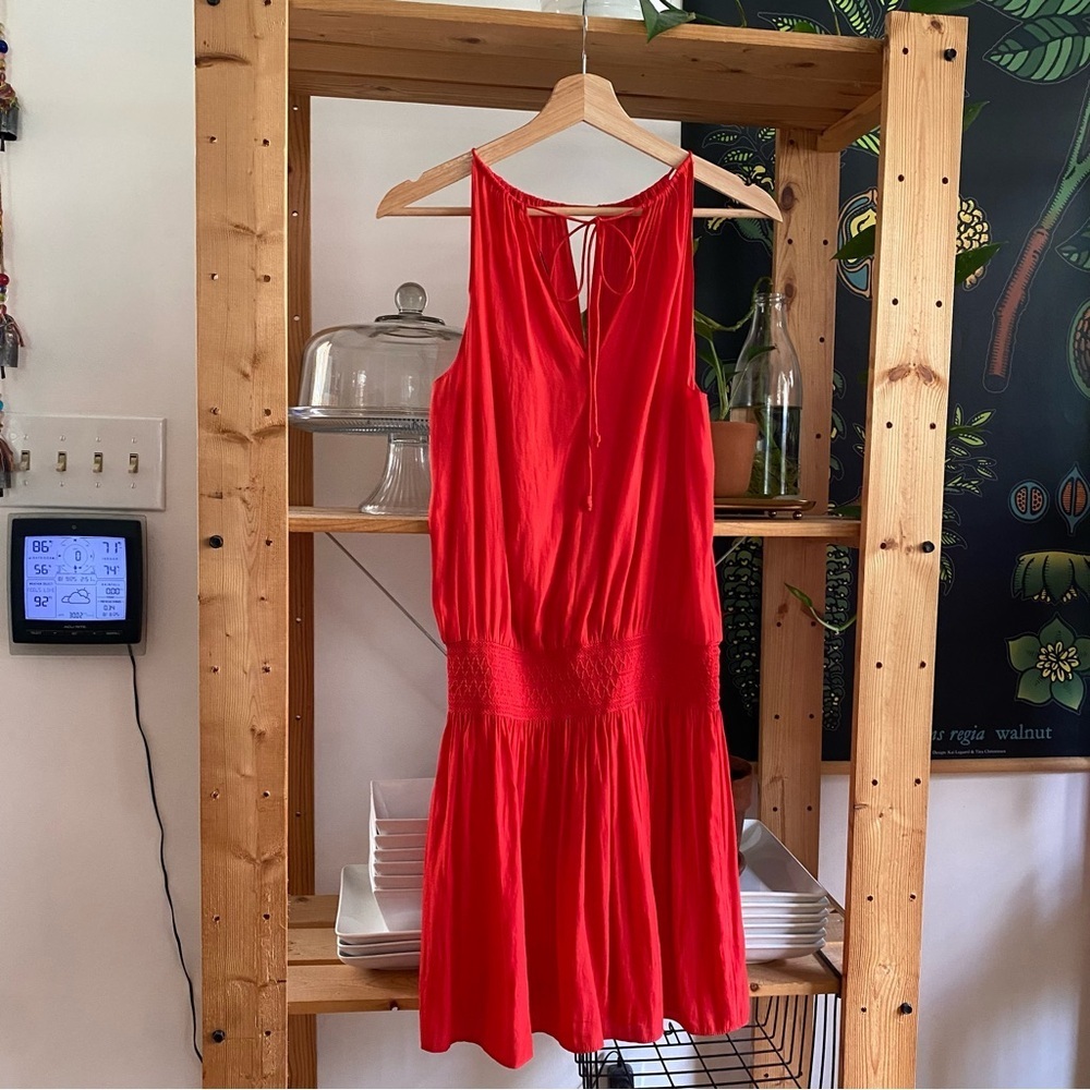 Ramy Brook Red Shelly Smocked Drop Waist Mini Dress S - Picture 4 of 16